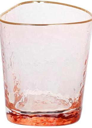 Набор 4 стакана diva pink 350мл, розовый с золотым кантом1 фото