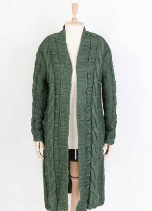 Женский теплый вязанный кардиган миди