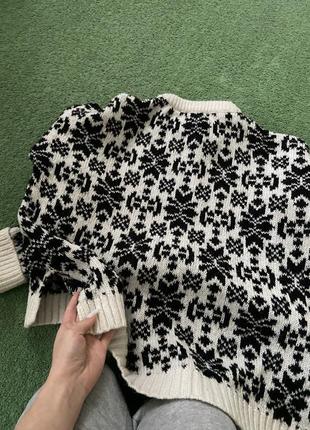 Оверсайз светр з сніжинками .з шерстю альпаки6 фото
