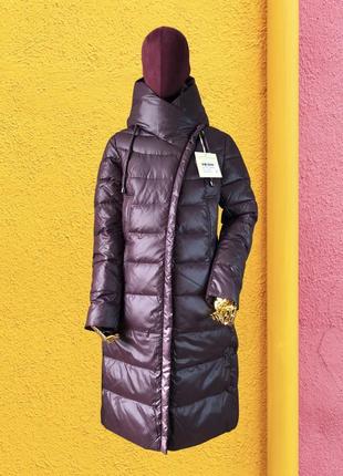 Теплий зимовий довгий пуховик классический з капюшоном пальто максі длиный пуховик зима