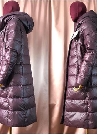 Теплий зимовий довгий пуховик классический з капюшоном пальто максі длиный пуховик зима8 фото