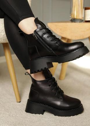 Теплые женские ботинки на зиму,берцы,берцы кожаные черные зимние (зима 2022-2023) для женщин,стильные,удобные,комфортные