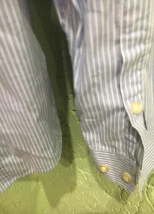 Рубашка  в бело-голубую полоску, приталенная фирмы h&m easy iron англия разм.l5 фото