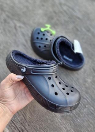 Крокс рален черные с мехом crocs ralen lined clog black3 фото