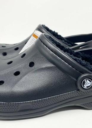 Крокс рален черные с мехом crocs ralen lined clog black5 фото