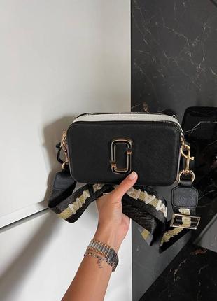Сумка marc jacobs snapshot black white silver gold