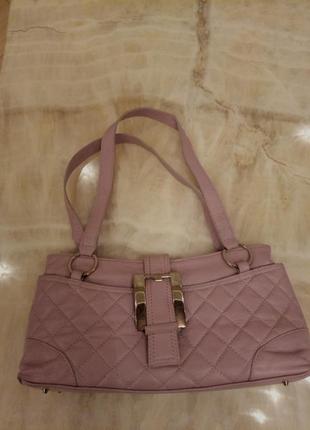 Розовая кожаная сумка3 фото