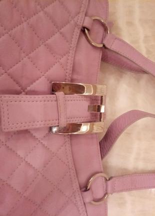 Розовая кожаная сумка5 фото