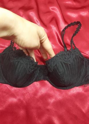 Идеальный чёрный кружевной винтажный секси сексуальный бюстгальтер лифчик анжелика чашка в однотонный3 фото