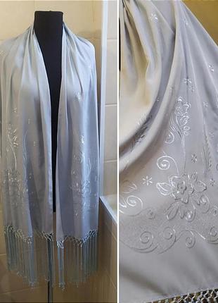 Розкішний палантин / платок  з вишивкою 181*69 см1 фото
