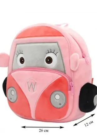 Berni kids рюкзак велюровый pink car2 фото
