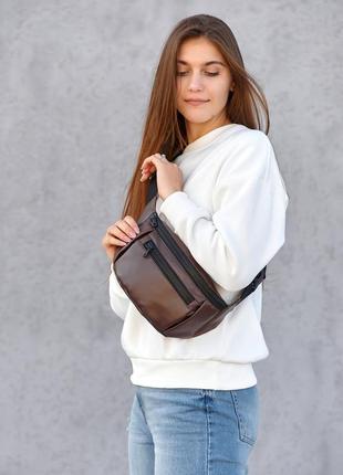 Жіноча сумка на пояс бананка sambag tirso max шоколадна