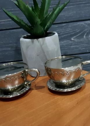 Винтажный набор из металла , перечница и солонка, англия