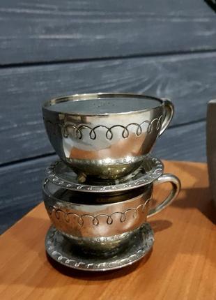 Винтажный набор из металла , перечница и солонка, англия