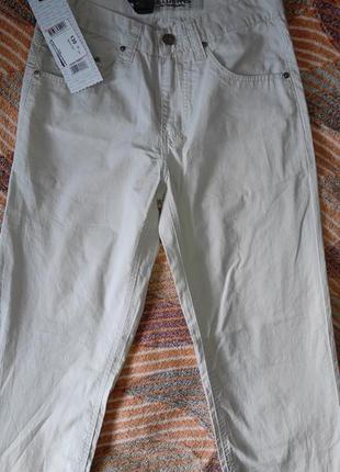 Светло-бежевые тонкие брюки ls. luvans в мелкую тонкую полоску2 фото