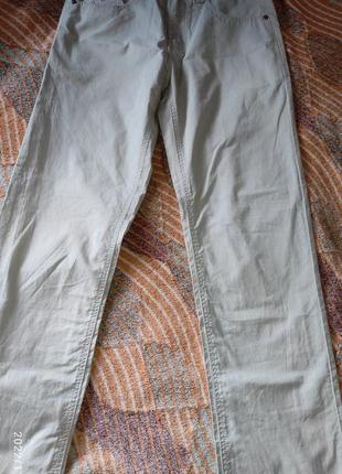 Светло-бежевые тонкие брюки ls. luvans в мелкую тонкую полоску3 фото