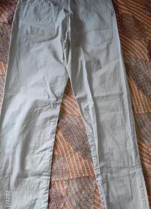 Светло-бежевые тонкие брюки ls. luvans в мелкую тонкую полоску4 фото
