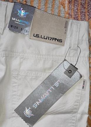 Светло-бежевые тонкие брюки ls. luvans в мелкую тонкую полоску5 фото