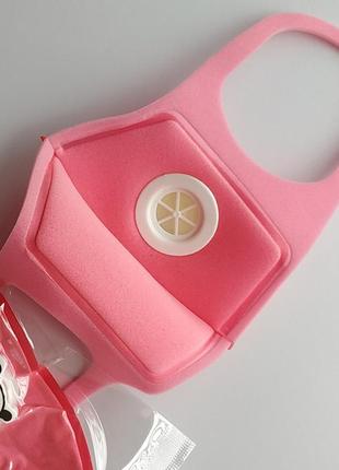 Детские защитные маски с клапаном - розовый. многоразовые респираторы для детей.