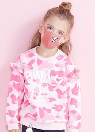 Детские защитные маски с клапаном - розовый. многоразовые респираторы для детей.