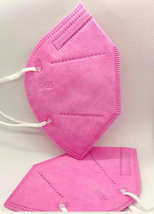 Респиратор маска kn95 / n95 / защитная маска кн95 розовая. 5 слоёв защита ffp2 / ffp3. купить8 фото