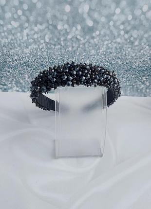 Широкий чорний обруч ручної роботи