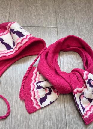Шапка и шарф на 6-12 месяцев (объем 44-46 см) б/у зима2 фото