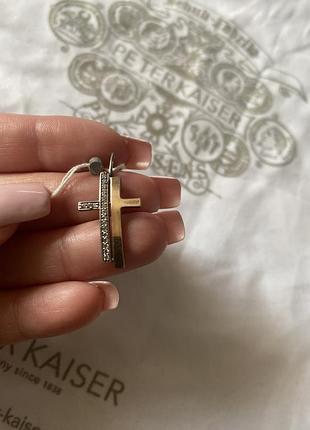 Крестик подвеска золотой серебряный с фианитами