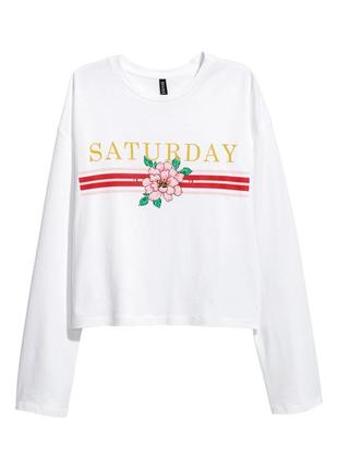 Лонгслив, реглан топ жіночий h&m 0558524-7 м білий xxs saturday