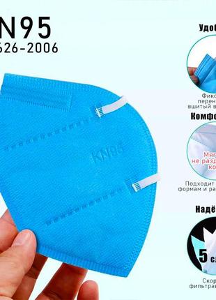 Маска kn95 респектатор ffp2 n95 (розовий, синій) багаторазова маска кн95 (5 шарів) захисту ffp2. купити