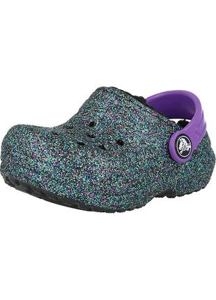 Детские клоги с мехом crocs