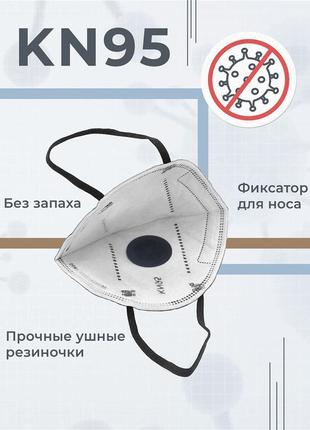 Респиратор kn95 (ffp2) маска kn95 черная с клапаном. kn95 оригинал - защитная маска кн95 н95 ффп22 фото