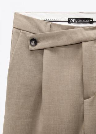Класичні брюки чоловічого крою з асиметричним поясом  zara full length / штани вільного крою / палаццо5 фото