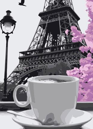 Картина за номерами преміум кава в парижі 40х50 см va-3177