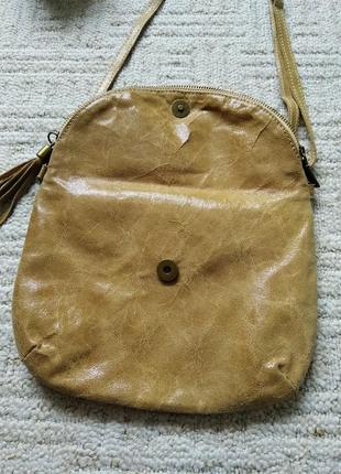 Сумка из натуральной кожи, натуральная кожа италия, кожаная сумка кросс боди карамельного цвета5 фото