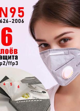 Респіратор з вугільним фільтром kn95. захисна маска з клапаном kn95 максимальний ступінь захисту ffp2 ffp3 n95