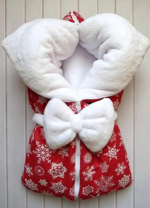 Зимовий конверт-ковдра "сніжинка" червоний 95*75см