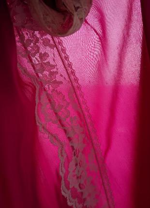 Ночнушка розовая на бритетях комбинация миди фуксия м кружево7 фото