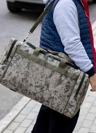 Мужская большая военная дорожная сумка tactic sol на 60 л пиксельная тканевая тактическая армейская7 фото