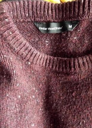 Бордовый марсала вязаный свитер с заплатками cedarwood state, кофта, реглан4 фото