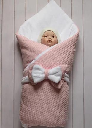 Зимний конверт-одеяло на выписку "розовая косичка" 100 * 75см