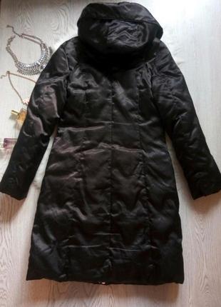Черный длинный зимний пуховик пух перо натуральный куртка с капюшоном пальто в пол6 фото
