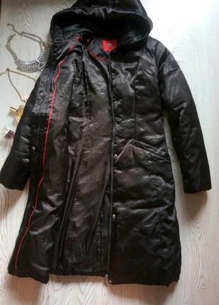 Черный длинный зимний пуховик пух перо натуральный куртка с капюшоном пальто в пол2 фото
