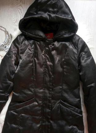 Черный длинный зимний пуховик пух перо натуральный куртка с капюшоном пальто в пол5 фото