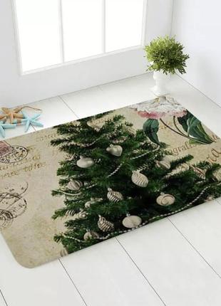Новогодний декор, коврик под дверь зеленая елка, коврик под елку,  декор для нового года, размер 40*60см,1 фото