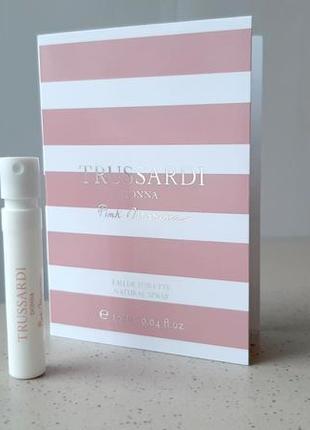 Trussardi donna pink marina💥оригінал мініатюра пробник mini vial spray 1,2 мл книжка