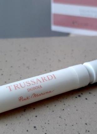 Trussardi donna pink marina✨оригинал миниатюра пробник mini vial spray 1,2 мл книжка8 фото