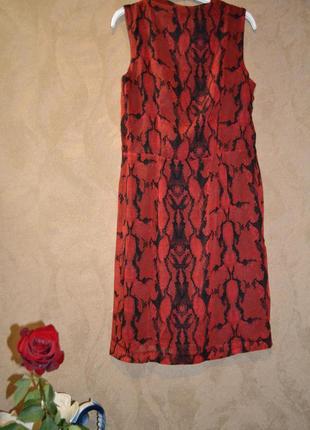 Красное платье с декольте,яркое платье с актуальным принтом,платье шифон питон,рептилия2 фото