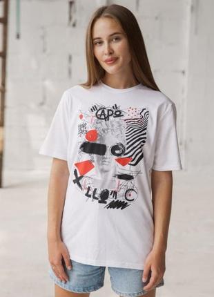 Женская стильная однотонная футболка gbi прямого кроя look s белый (12950)