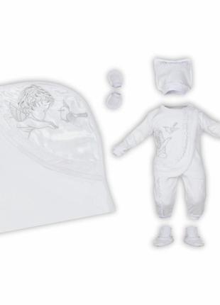 Детский комплект (крестильный набор) gabbi детский для малыша  !ангелочек белый р.62 (00148)2 фото
